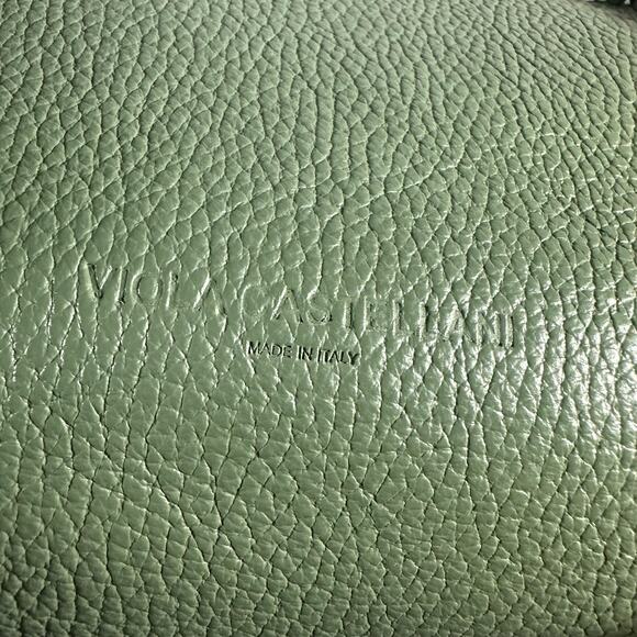 Viola Castellani Milano Green Leather Tote Bag Chain Shoulder Purse studded - Picture 6 of 12